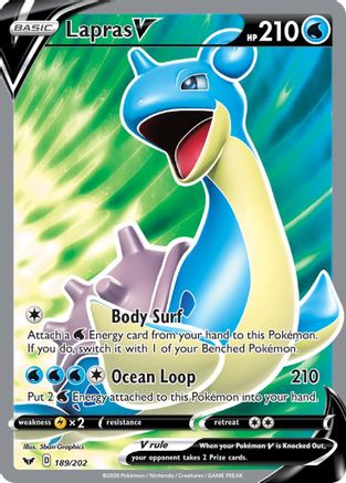 SWSH01 Sword & Shield Base Set  189/202 Lapras V (Full Art)  - Holofoil - Ultra Rare