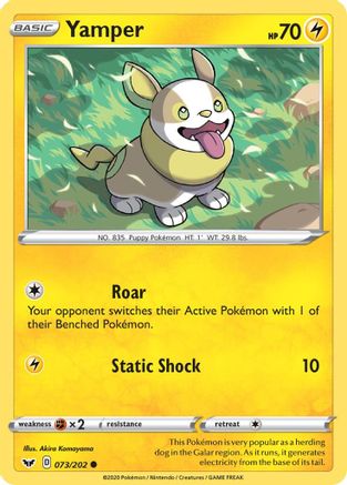 SWSH01 Sword & Shield Base Set  073/202 Yamper (073)  - Reverse Holofoil - Common