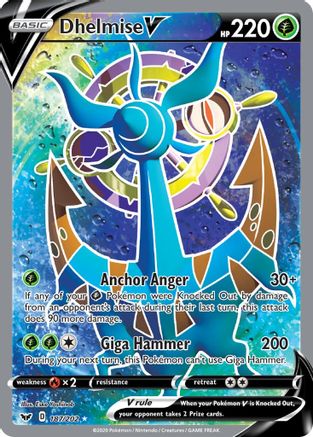 SWSH01 Sword & Shield Base Set  187/202 Dhelmise V (Full Art)  - Holofoil - Ultra Rare