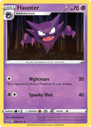 SWSH01 Sword & Shield Base Set  084/202 Haunter  - Uncommon