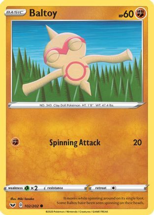 SWSH01 Sword & Shield Base Set  102/202 Baltoy (102)  - Common