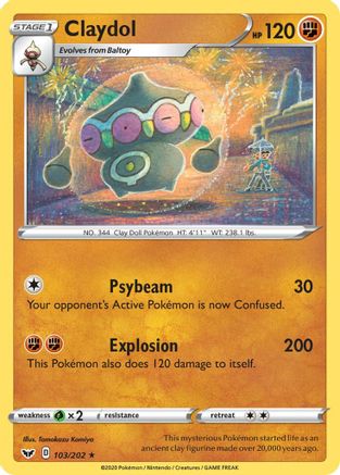 SWSH01 Sword & Shield Base Set  103/202 Claydol  - Reverse Holofoil - Rare