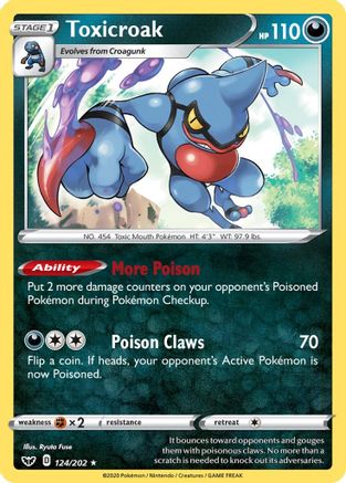 SWSH01 Sword & Shield Base Set  124/202 Toxicroak  - Holofoil - Holo Rare