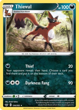 SWSH01 Sword & Shield Base Set  126/202 Thievul  - Reverse Holofoil - Rare