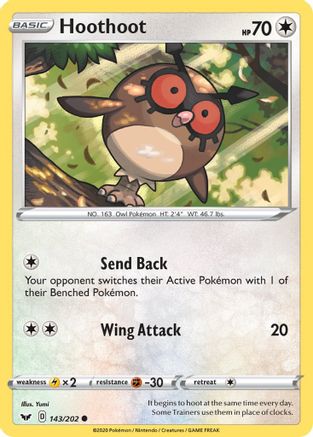 SWSH01 Sword & Shield Base Set  143/202 Hoothoot  - Common