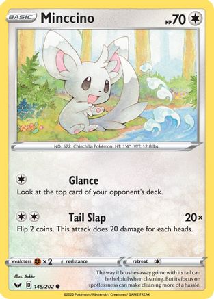 SWSH01 Sword & Shield Base Set  145/202 Minccino (145)  - Reverse Holofoil - Common