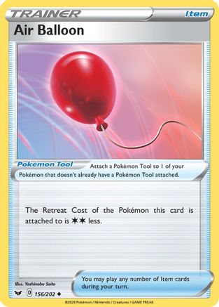 SWSH01 Sword & Shield Base Set  156/202 Air Balloon  - Reverse Holofoil - Uncommon