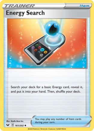 SWSH01 Sword & Shield Base Set  161/202 Energy Search  - Reverse Holofoil - Uncommon