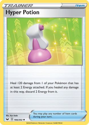 SWSH01 Sword & Shield Base Set  166/202 Hyper Potion  - Reverse Holofoil - Uncommon
