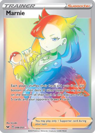 SWSH01 Sword & Shield Base Set  208/202 Marnie (Secret)  - Holofoil - Secret Rare