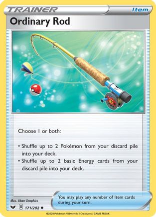 SWSH01 Sword & Shield Base Set  171/202 Ordinary Rod  - Reverse Holofoil - Uncommon