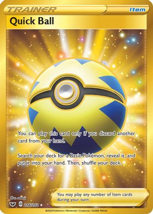 SWSH01 Sword & Shield Base Set  216/202 Quick Ball (Secret)  - Holofoil - Secret Rare