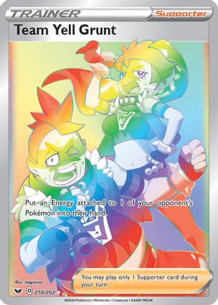 SWSH01 Sword & Shield Base Set  210/202 Team Yell Grunt (Secret)  - Holofoil - Secret Rare