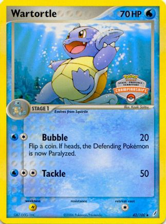 League & Championship Cards /100 Wartortle - 42/100 (State Championships)  - Promo