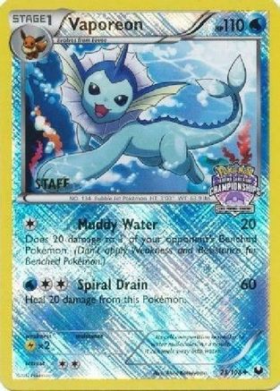 League & Championship Cards /108 Vaporeon - 25/108 (State Championships) [Staff]  - Reverse Holofoil - Promo