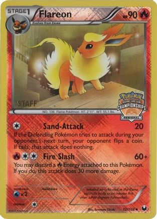 League & Championship Cards /108 Flareon - 12/108 (Regional Championships) [Staff]  - Reverse Holofoil - Promo