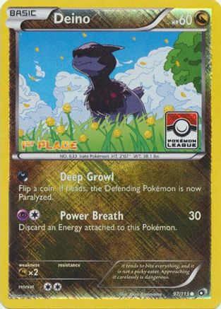 League & Championship Cards /113 Deino - 97/113 (Pokemon League) [1st Place]  - Reverse Holofoil - Promo
