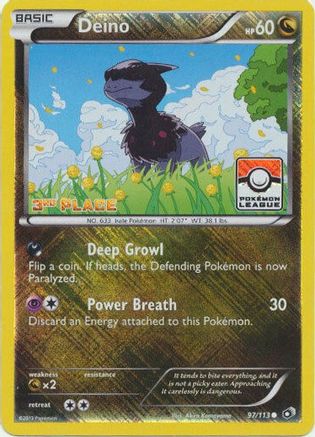 League & Championship Cards /113 Deino - 97/113 (Pokemon League) [3rd Place]  - Reverse Holofoil - Promo
