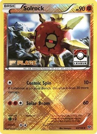 League & Championship Cards /146 Solrock - 64/146 (Pokemon League) [1st Place]  - Reverse Holofoil - Promo