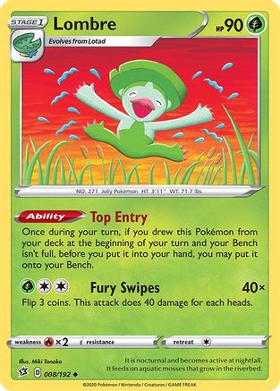 SWSH02 Rebel Clash  008/192 Lombre  - Reverse Holofoil - Uncommon