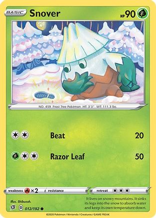 SWSH02 Rebel Clash  012/192 Snover  - Reverse Holofoil - Common