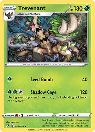 SWSH02 Rebel Clash  015 Trevenant  - Reverse Holofoil - Rare