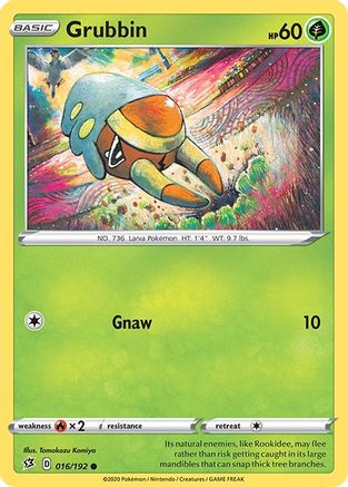 SWSH02 Rebel Clash  016/192 Grubbin  - Reverse Holofoil - Common