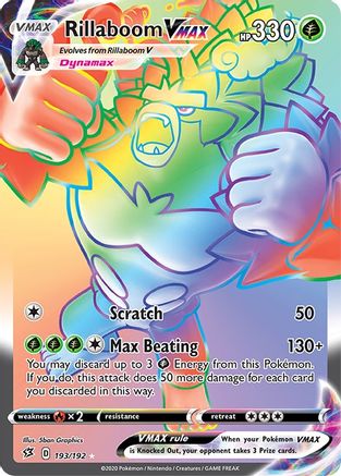 SWSH02 Rebel Clash  193 Rillaboom VMAX (Secret)  - Holofoil - Secret Rare