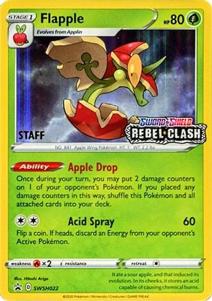 SWSH Sword & Shield Promo Cards  Flapple - SWSH022 (Prerelease) [Staff]  - Holofoil - Promo