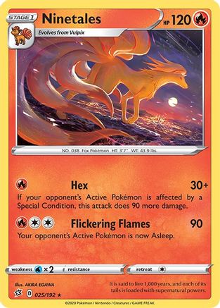 SWSH02 Rebel Clash  025/192 Ninetales  - Rare