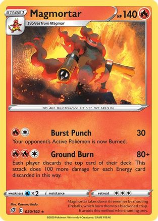 SWSH02 Rebel Clash  030/192 Magmortar  - Reverse Holofoil - Rare