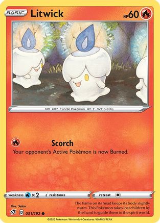 SWSH02 Rebel Clash  031/192 Litwick  - Common