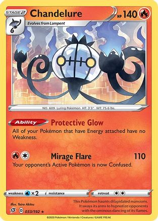 SWSH02 Rebel Clash  033/192 Chandelure  - Holofoil - Holo Rare