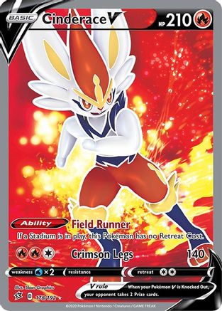 SWSH02 Rebel Clash  178/192 Cinderace V (Full Art)  - Holofoil - Ultra Rare