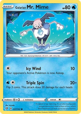 SWSH02 Rebel Clash  037/192 Galarian Mr. Mime  - Reverse Holofoil - Common