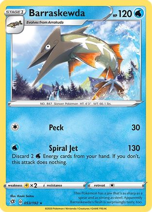 SWSH02 Rebel Clash  053/192 Barraskewda  - Reverse Holofoil - Rare