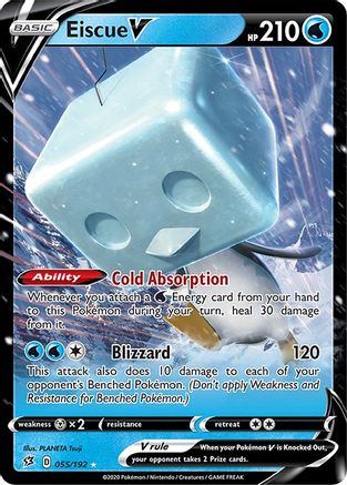 SWSH02 Rebel Clash  055/192 Eiscue V  - Holofoil - Ultra Rare