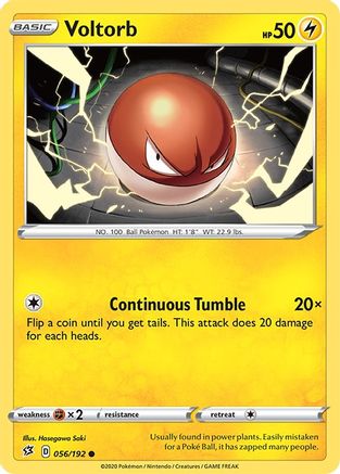 SWSH02 Rebel Clash  056/192 Voltorb  - Reverse Holofoil - Common