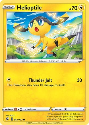 SWSH02 Rebel Clash  063/192 Helioptile  - Reverse Holofoil - Common