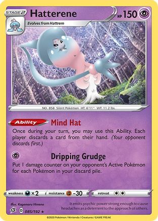 SWSH02 Rebel Clash  085/192 Hatterene  - Reverse Holofoil - Holo Rare