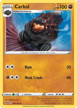 SWSH02 Rebel Clash  106/192 Carkol  - Uncommon