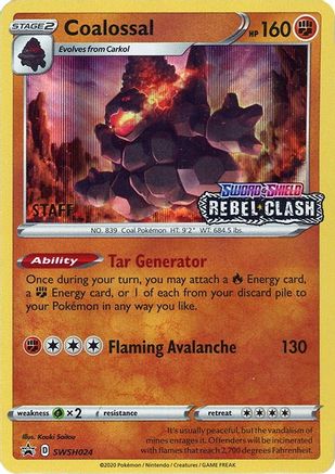 SWSH Sword & Shield Promo Cards  Coalossal - SWSH024 (Prerelease) [Staff]  - Holofoil - Promo