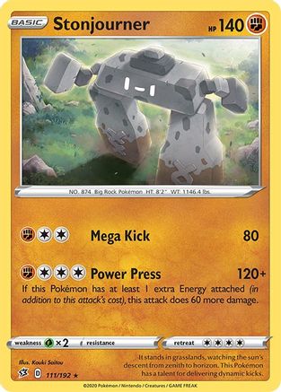 SWSH02 Rebel Clash  111/192 Stonjourner  - Holofoil - Holo Rare