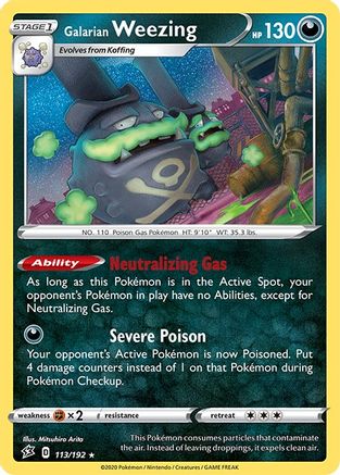 SWSH02 Rebel Clash  113/192 Galarian Weezing  - Holofoil - Holo Rare
