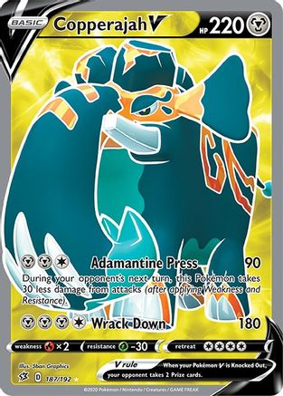 SWSH02 Rebel Clash  187/192 Copperajah V (Full Art)  - Holofoil - Ultra Rare