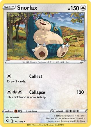 SWSH02 Rebel Clash  141/192 Snorlax  - Reverse Holofoil - Rare