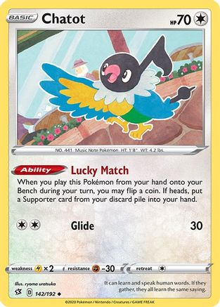 SWSH02 Rebel Clash  142/192 Chatot  - Reverse Holofoil - Uncommon