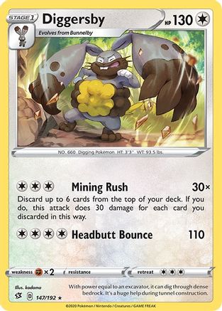 SWSH02 Rebel Clash  147 Diggersby  - Reverse Holofoil - Rare