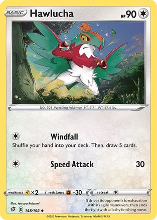 SWSH02 Rebel Clash  148/192 Hawlucha  - Reverse Holofoil - Uncommon