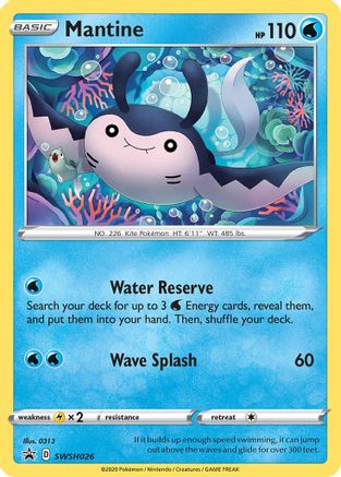 SWSH Sword & Shield Promo Cards  SWSH026 Mantine  - Holofoil - Promo